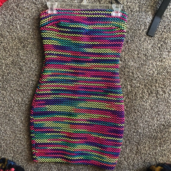 Multi colored/ rainbow mini dress - Picture 1 of 2